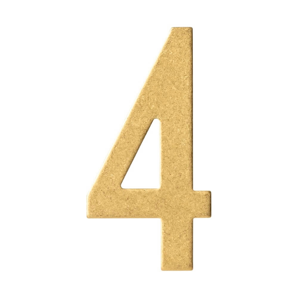 House number 4 Numbra 15cm brass tumbled