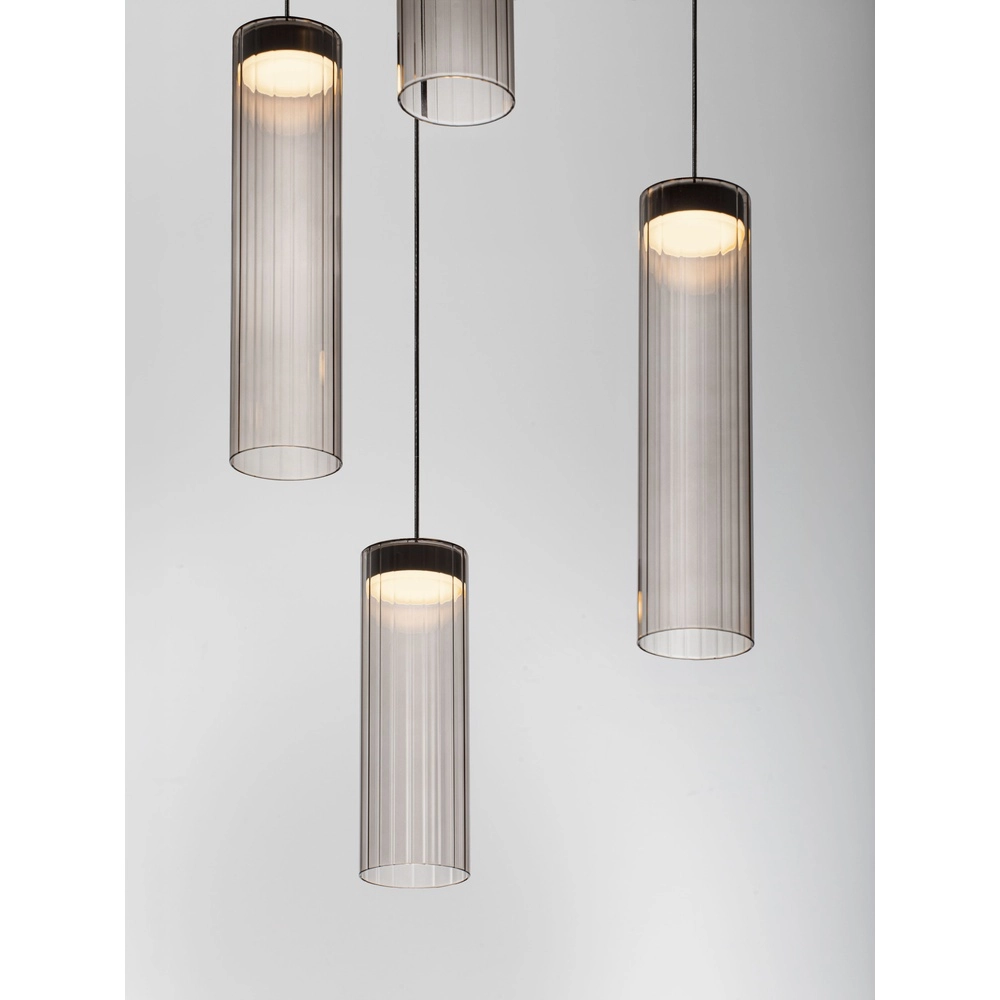 Design pendant lamp Brielle anthracite with mocha glass 5-lights Lyora 5212017495426