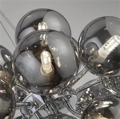 Pendant Lamp Glass Berry Globe 17-light black with smoke glass Searchlight 5053423190471