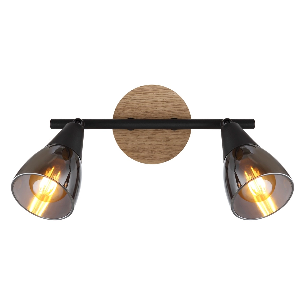 2-light ceiling lamp Mubby black with wood look Globo 9007371445868