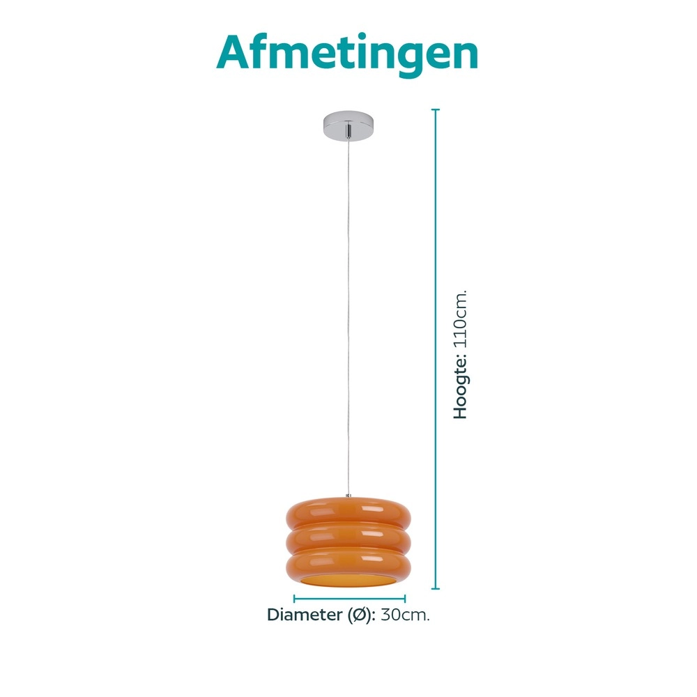 Design pendant lamp Tortora chrome with orange Ø 30cm