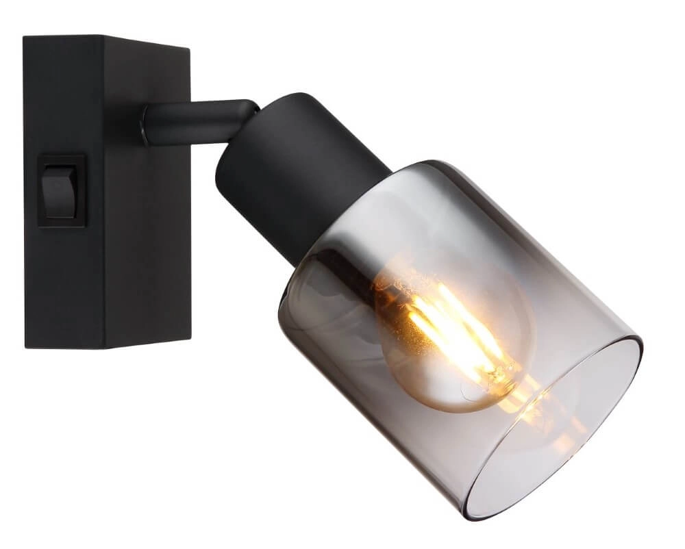 Black wall lamp Hubertus with switch