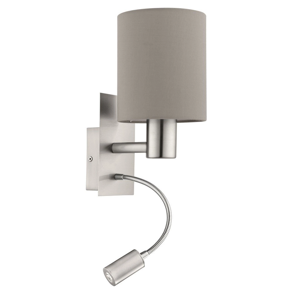 Wall lamp Pasteri taupe shade with reading light