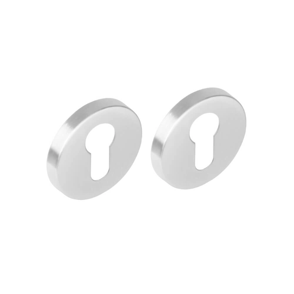 Set of 2 Cylinder Rosettes Tira round with ridge stainless steel