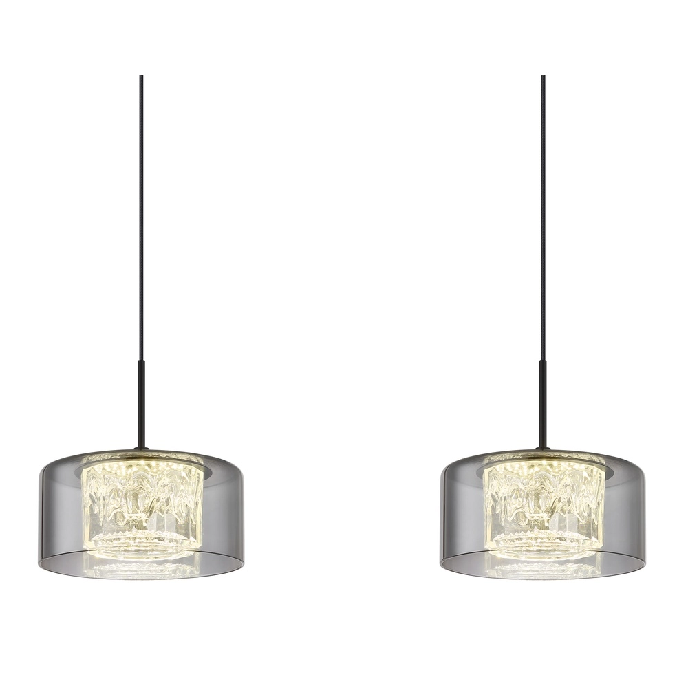 Design pendant lamp Fogsy 4-light black with smoke glass Globo 9007371459377