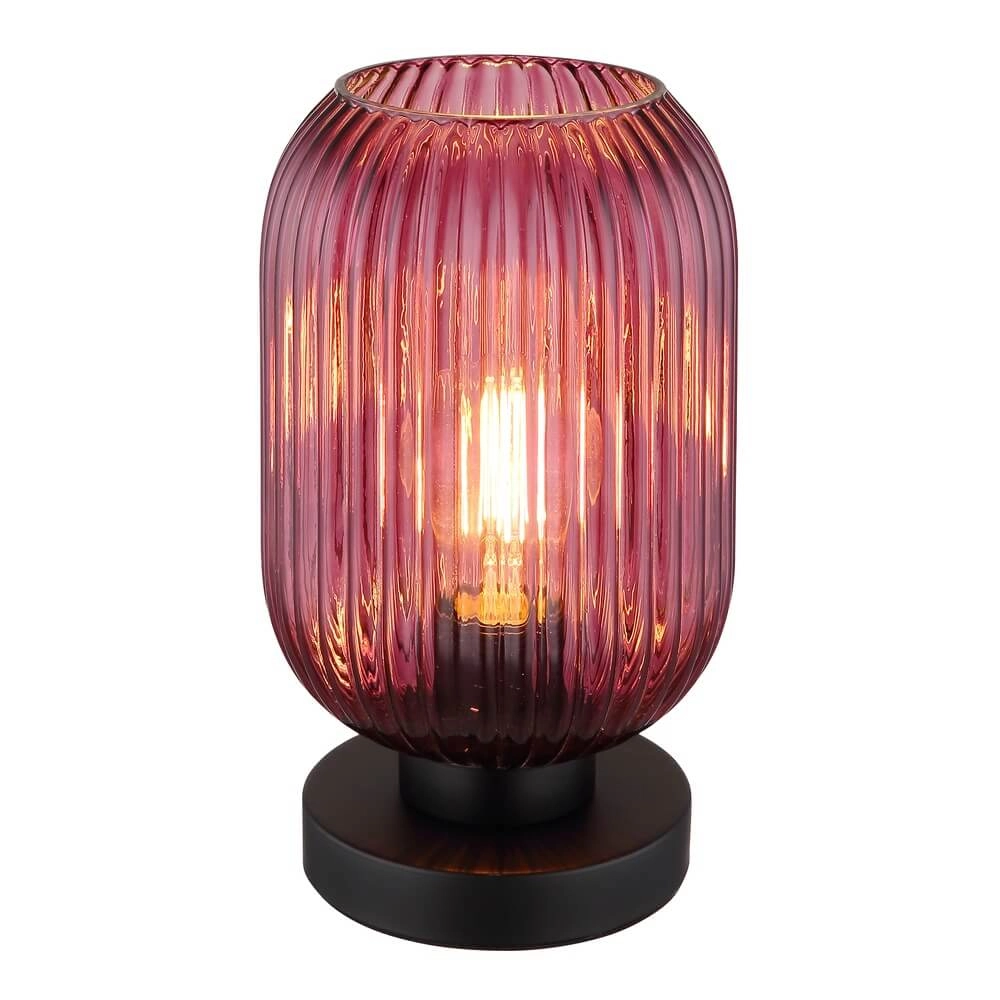 Round table lamp Normy red glass Ø 14cm