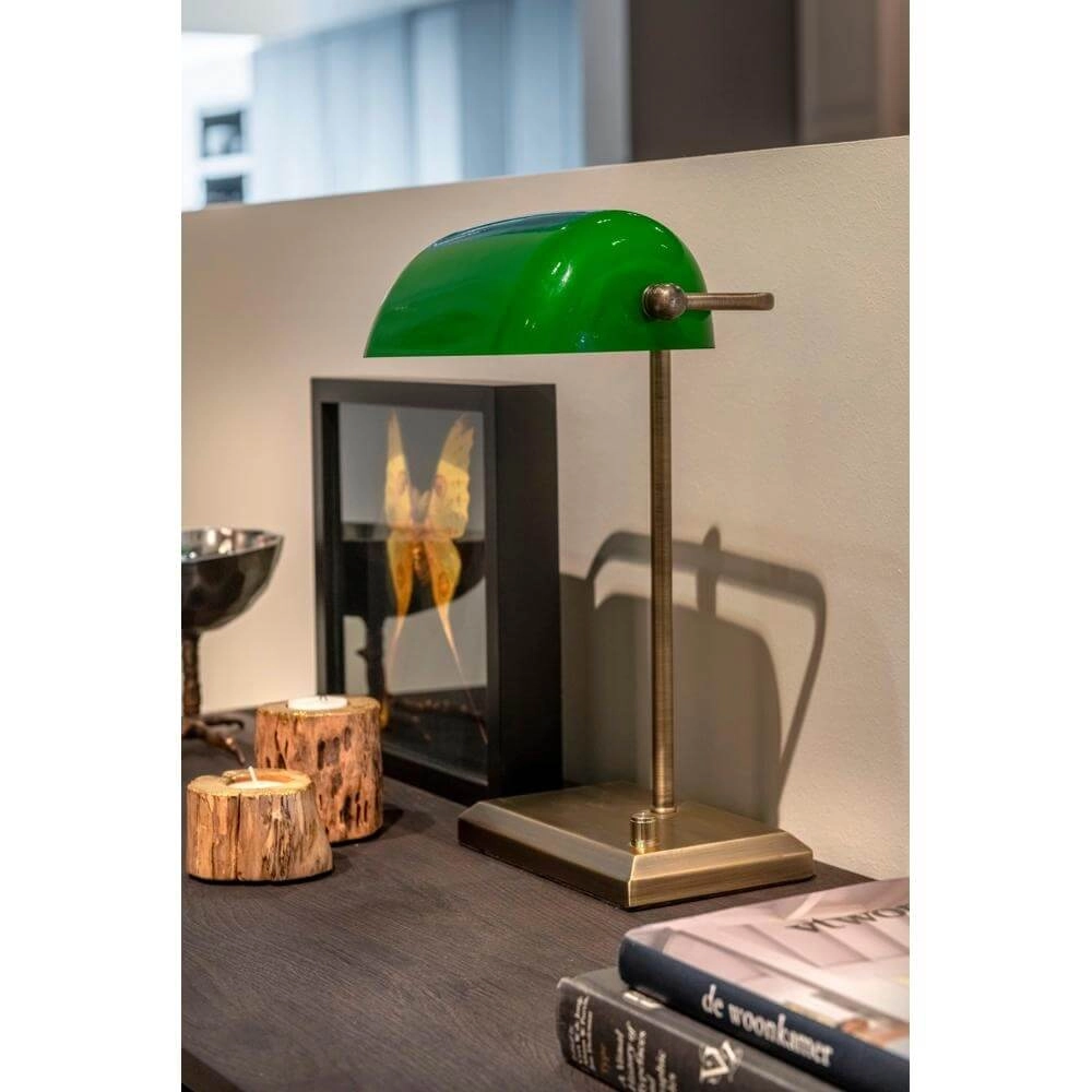 Classic banker's lamp Oxford Bronze with green Artdelight 8720701100145