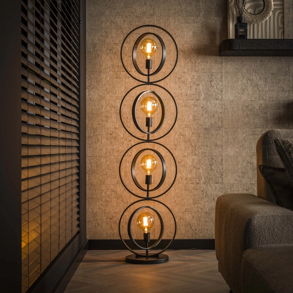 4-light charcoal floor lamp Turn E27 - Ø 40cm