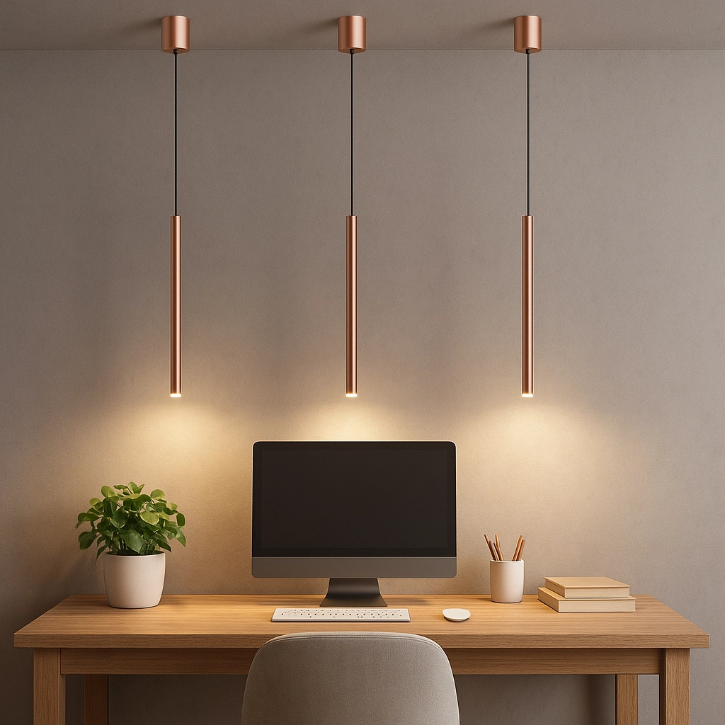 Narrow pendant lamp Laser 490 Red brass Lyora 5903139104524