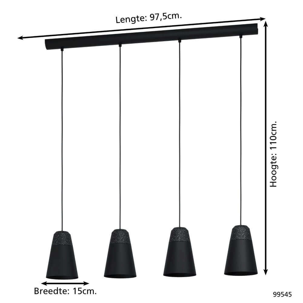Black 4-light hanging lamp Canterras Eglo 9002759995454