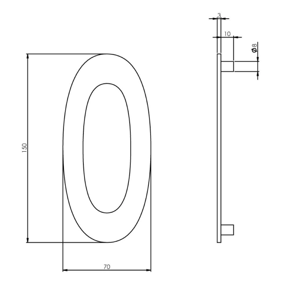 House number 0 Numbra 15cm stainless steel Intersteel 8714186058282