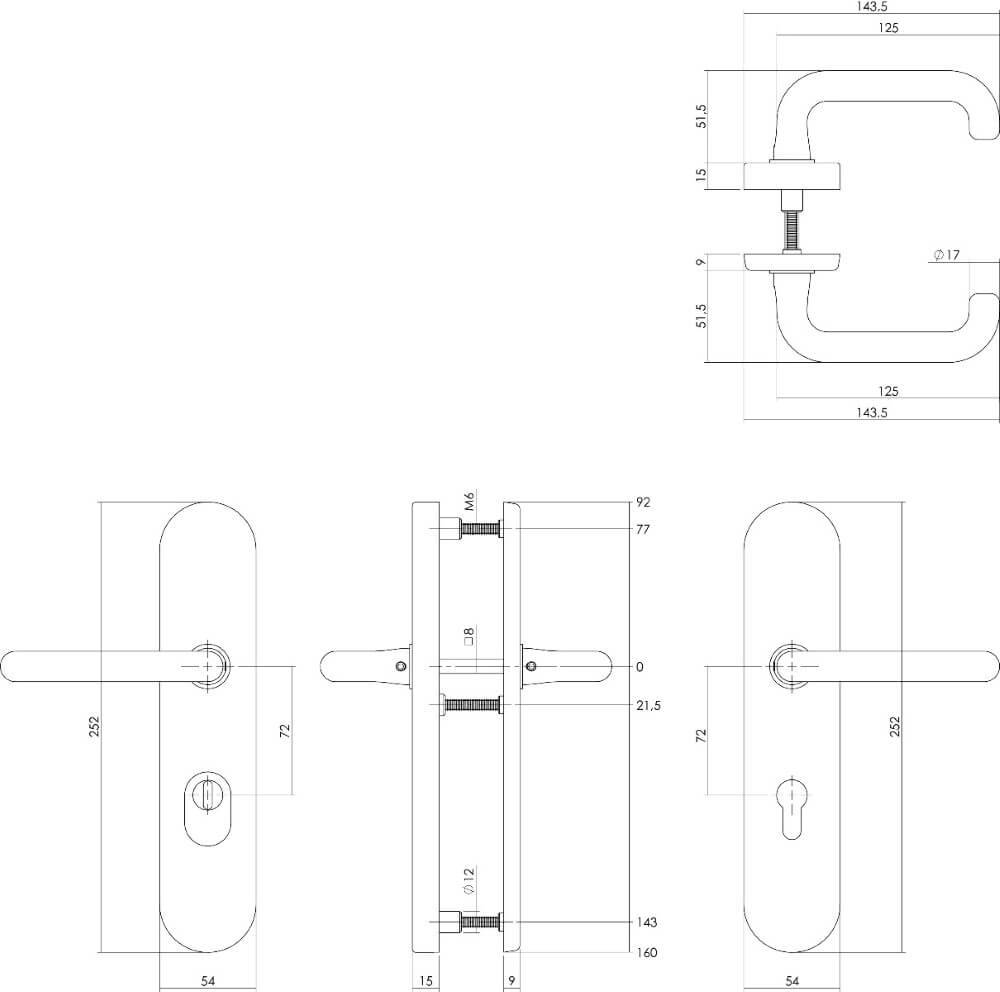 Backdoor hardware Aurano Core pull protection 72mm oval brass unlacquered Intersteel 8714186505861