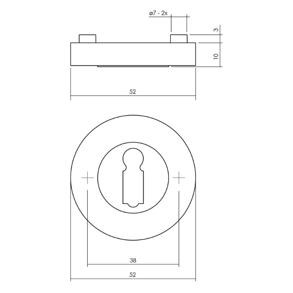 Rosette Tira Keyhole round chrome Intersteel 8714186582367