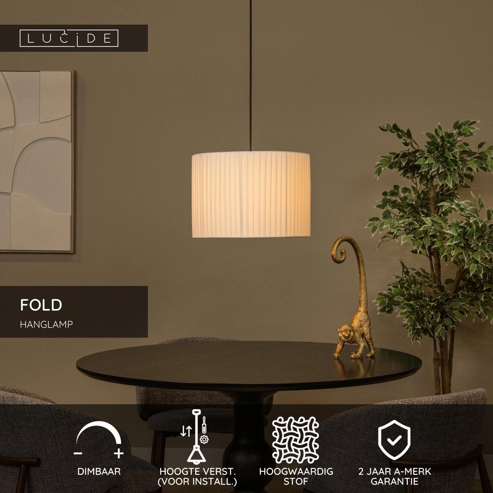 Design pendant lamp Fold Ø 40cm white Lucide 5411212212115