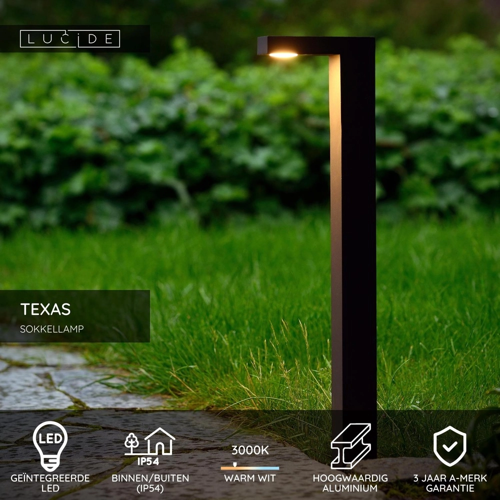 Pedestal lamp Texas 60cm anthracite Lucide 5411212280473
