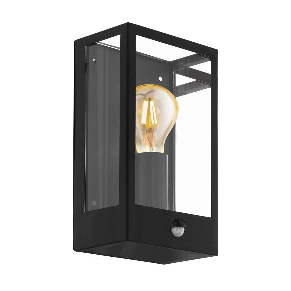 Black outdoor lamp Alamonte with motion sensor