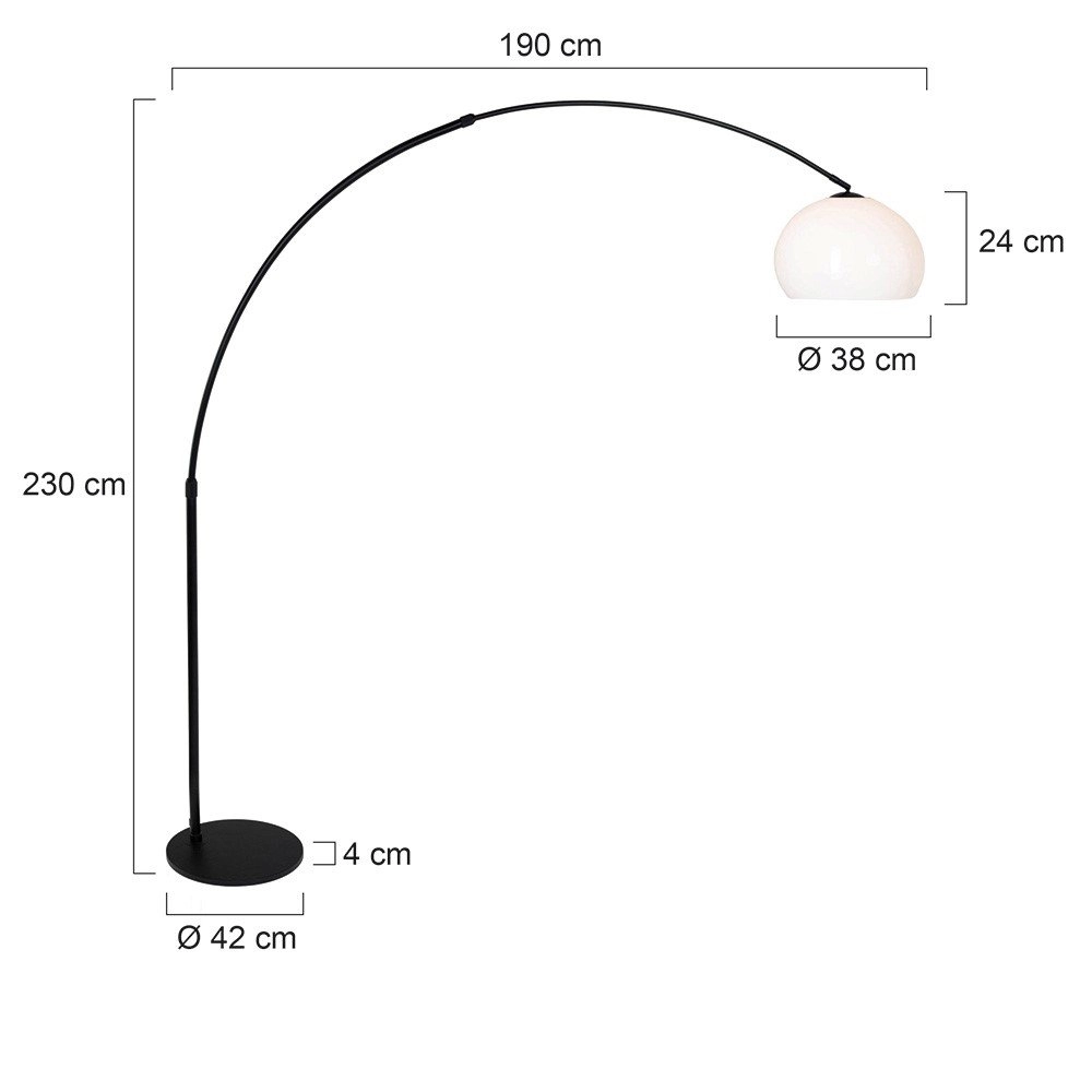Arc lamp Stresa black with white lampshade Steinhauer 8712746106640