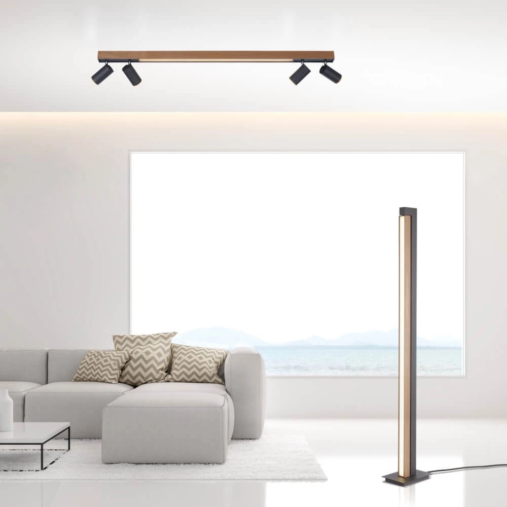 Sleek ceiling lamp Pure Lines Spot wood Paul Neuhaus 4012248374566