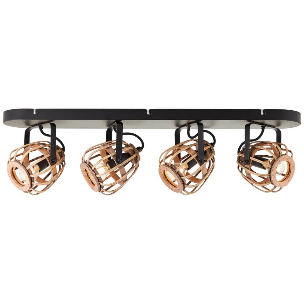 Rattan ceiling lamp Nikka 4-light black