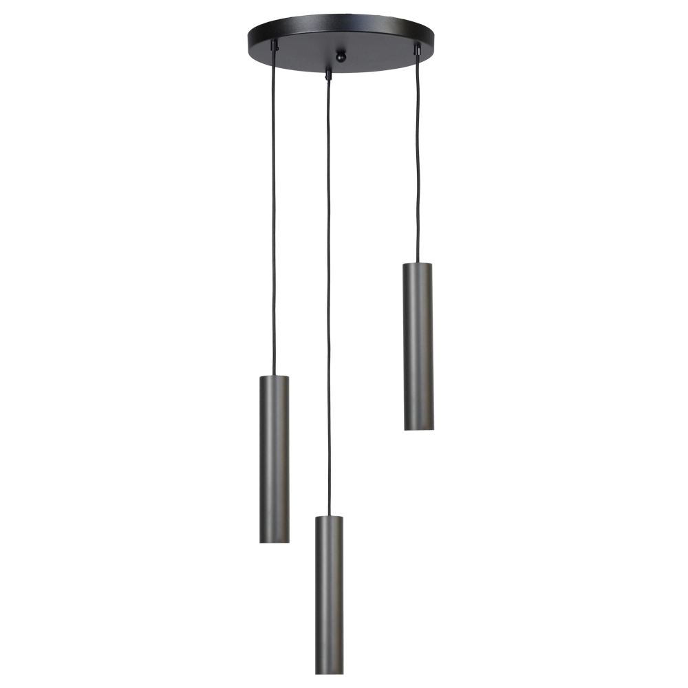 Black hanging lamp Run 3-light cylinders