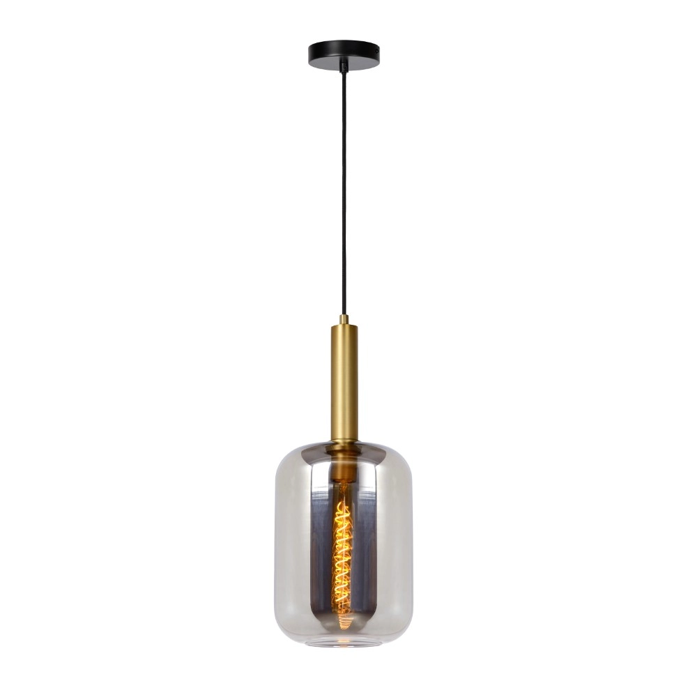 Design pendant lamp Joanet Ø 22cm gold and smoke glass