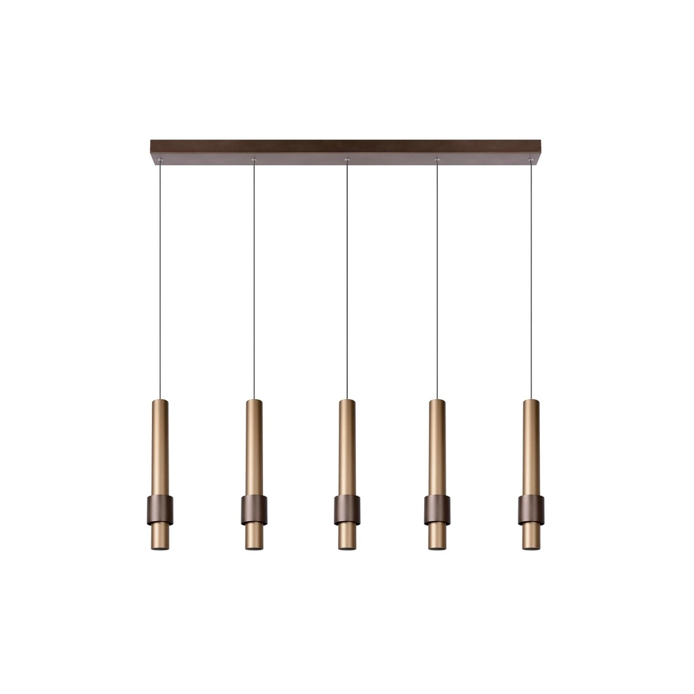 Sleek pendant lamp Margary 5-light coffee brown
