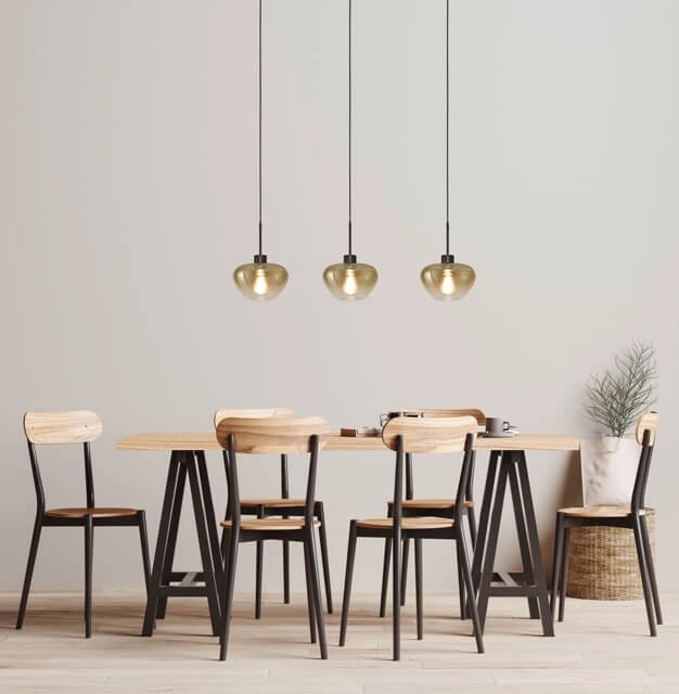3-light pendant lamp Genua black with gold glass Ø 24cm Masterlight 8718121356914