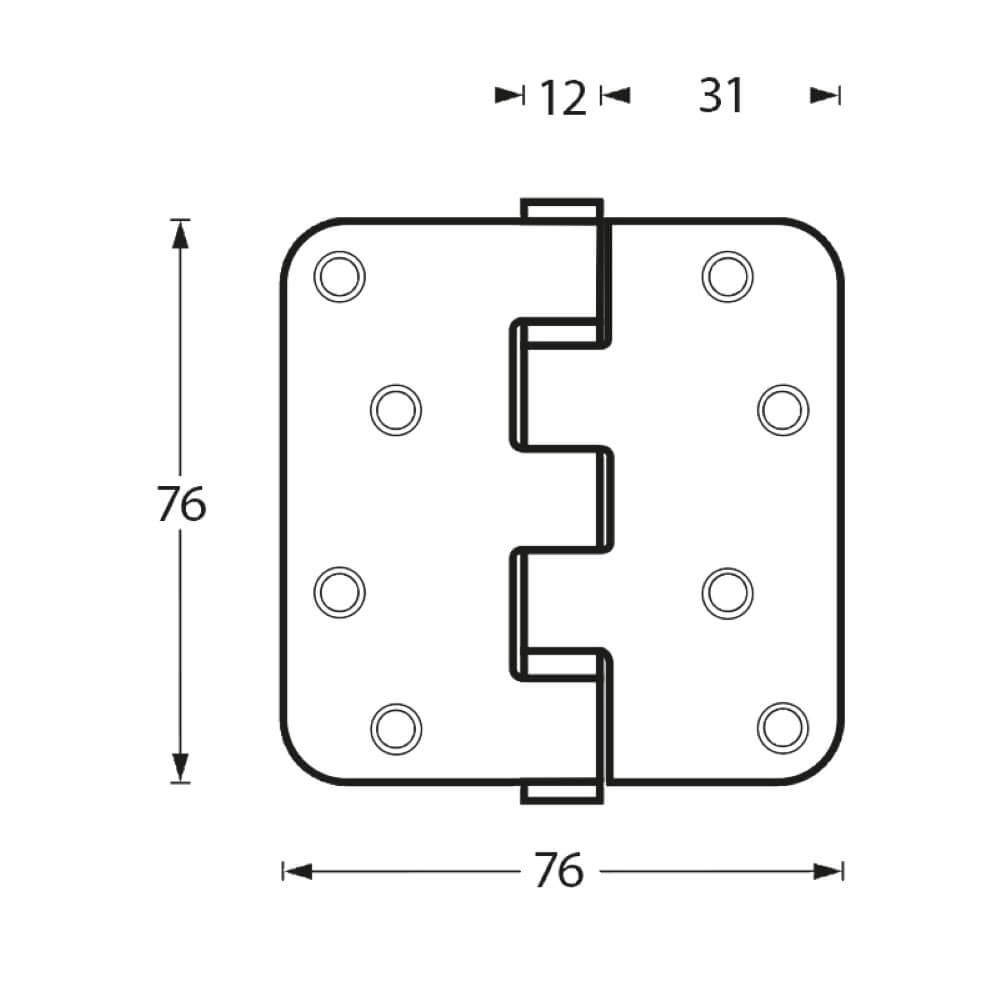 Ball bearing hinge Rotura rounded stainless steel up to 50kg Intersteel 8714186039960