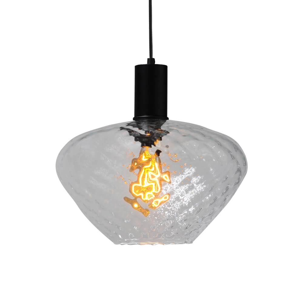 Hanging lamp black Porto with Blossom clear glass - Ø 30cm