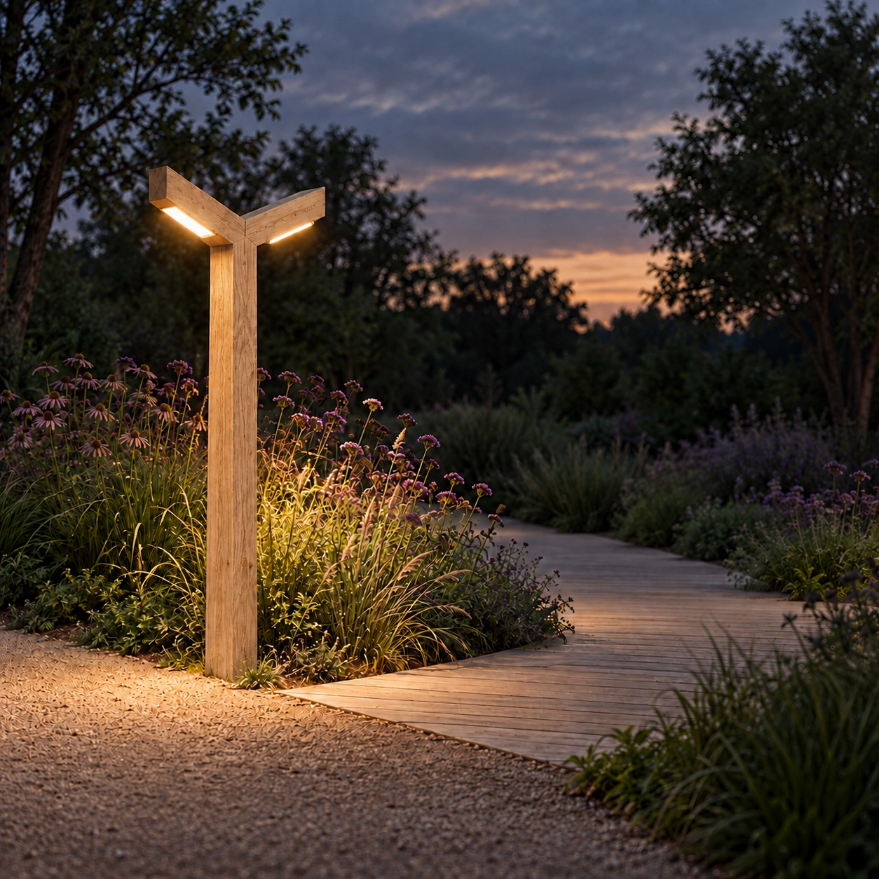 Double wooden street lamp Stelle Oak - 3M - 3000K