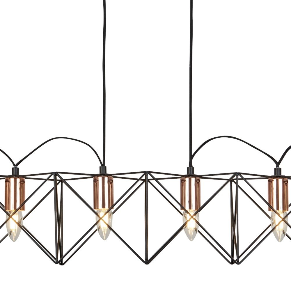 Dining room pendant lamp Anthea 6-light black with copper Searchlight 5053423096117