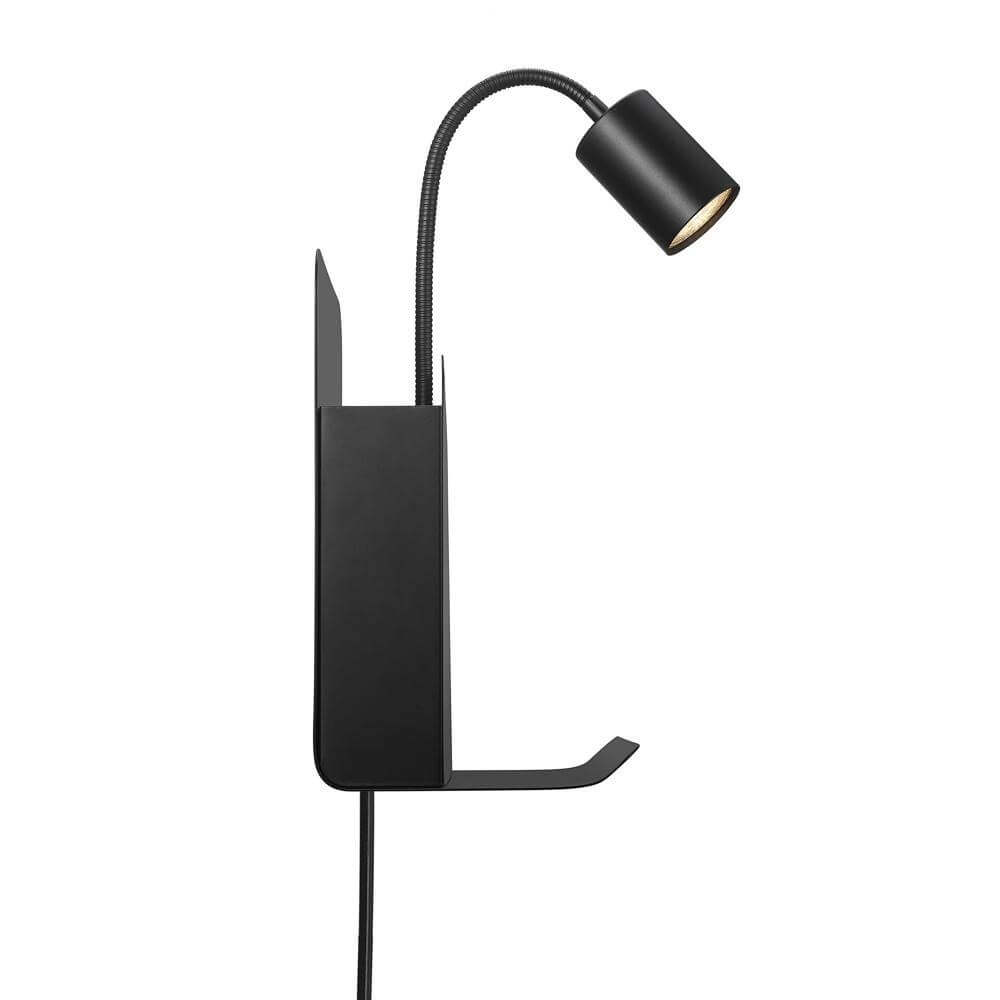 Black wall lamp Roomi with USB connection