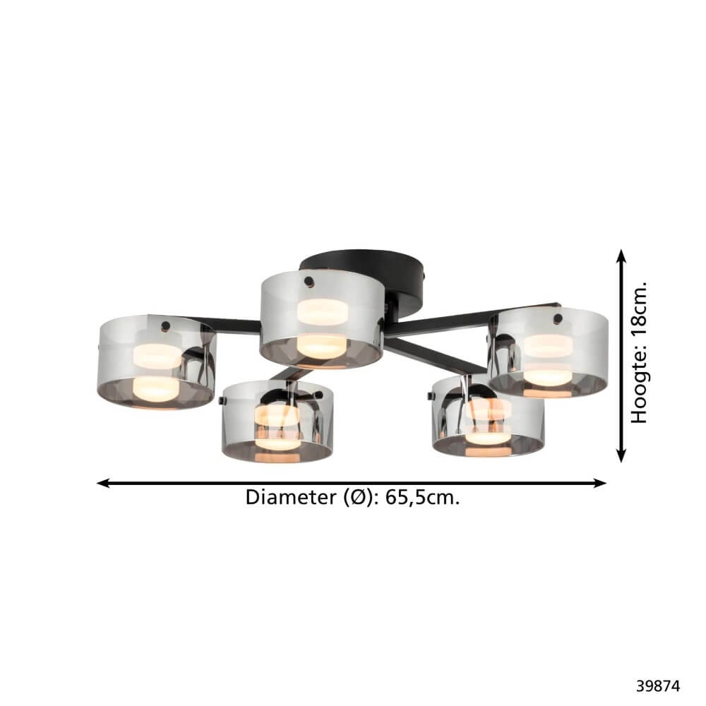 Ceiling lamp with smoke glass Copillos Stars of Light 9002759398743