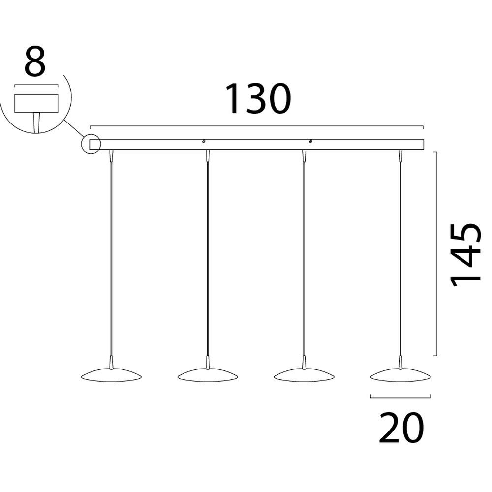 4-light pendant lamp Scala 130cm nickel Ø 20cm Masterlight 8718121334905
