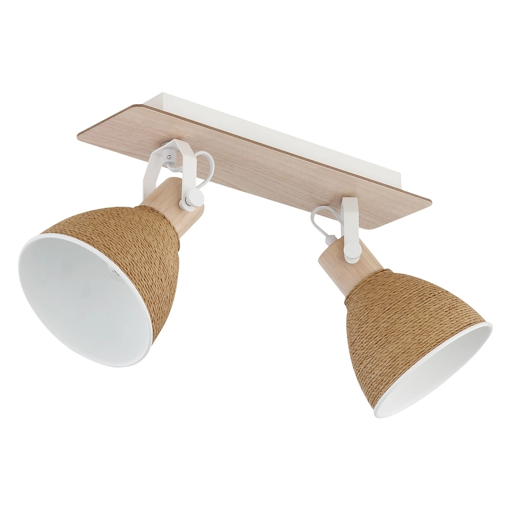 Ceiling lamp Lyndon 2-light white with rattan Globo 9007371583744