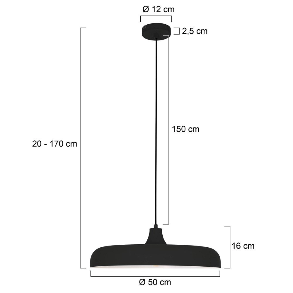 Black hanging lamp Krisip Ø 50cm Steinhauer 8712746132564