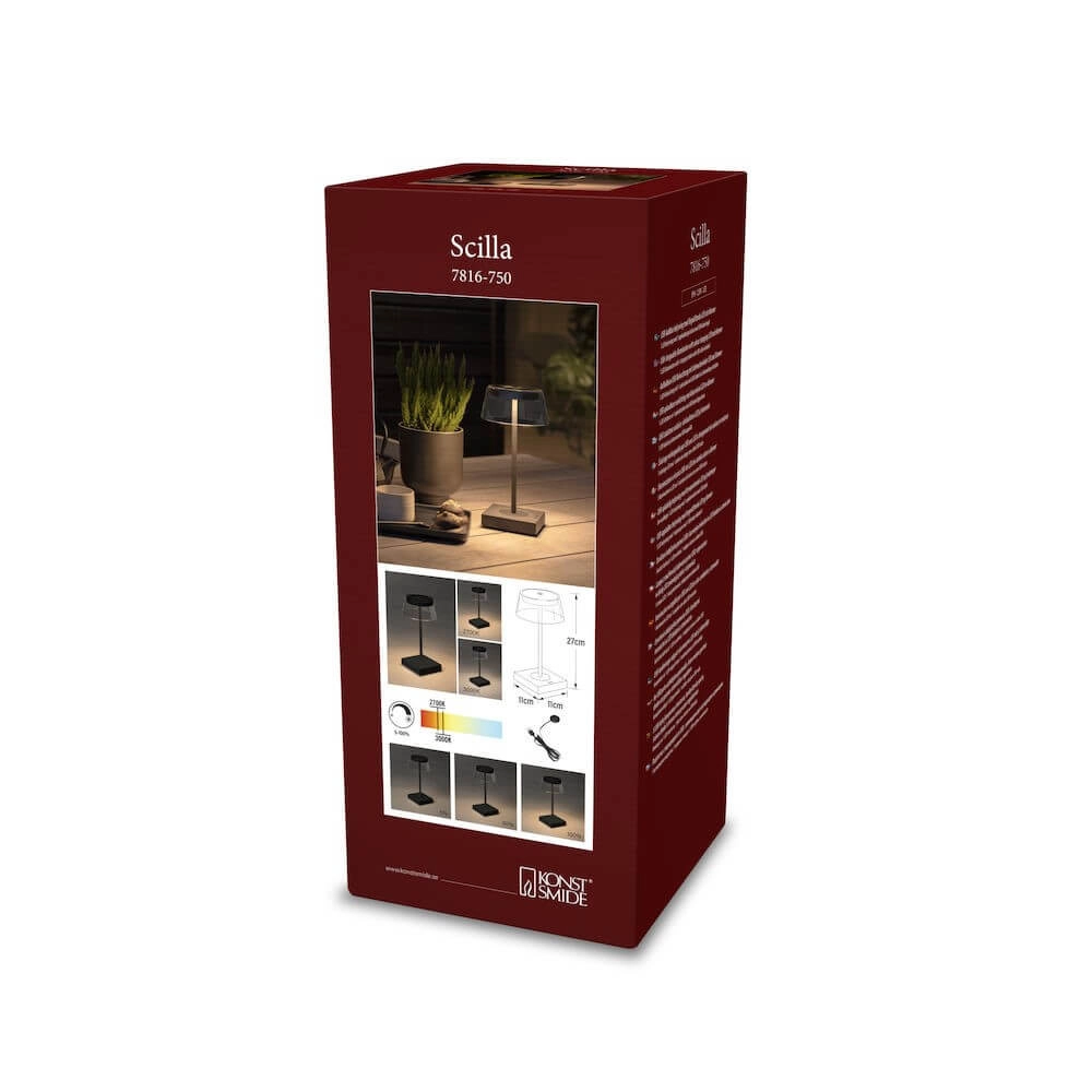 Rechargeable table lamp Scilla black KonstSmide 7318307816754