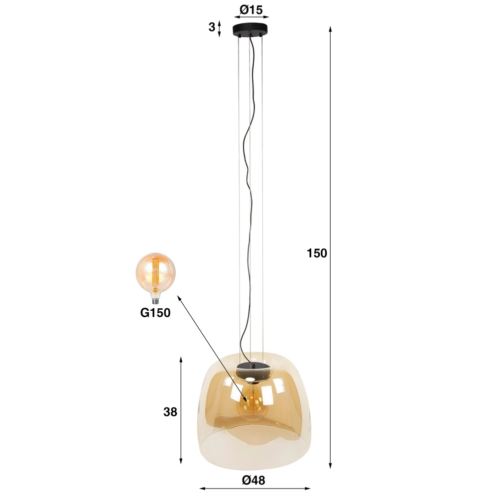 Glass pendant lamp Drift Ø 48cm - amber glass Lyora 8716803512719