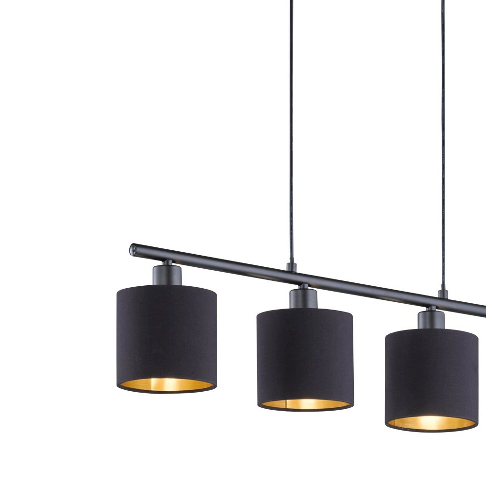 Dining room hanging lamp Tommy 4-light black with gold interior Trio 4017807389005