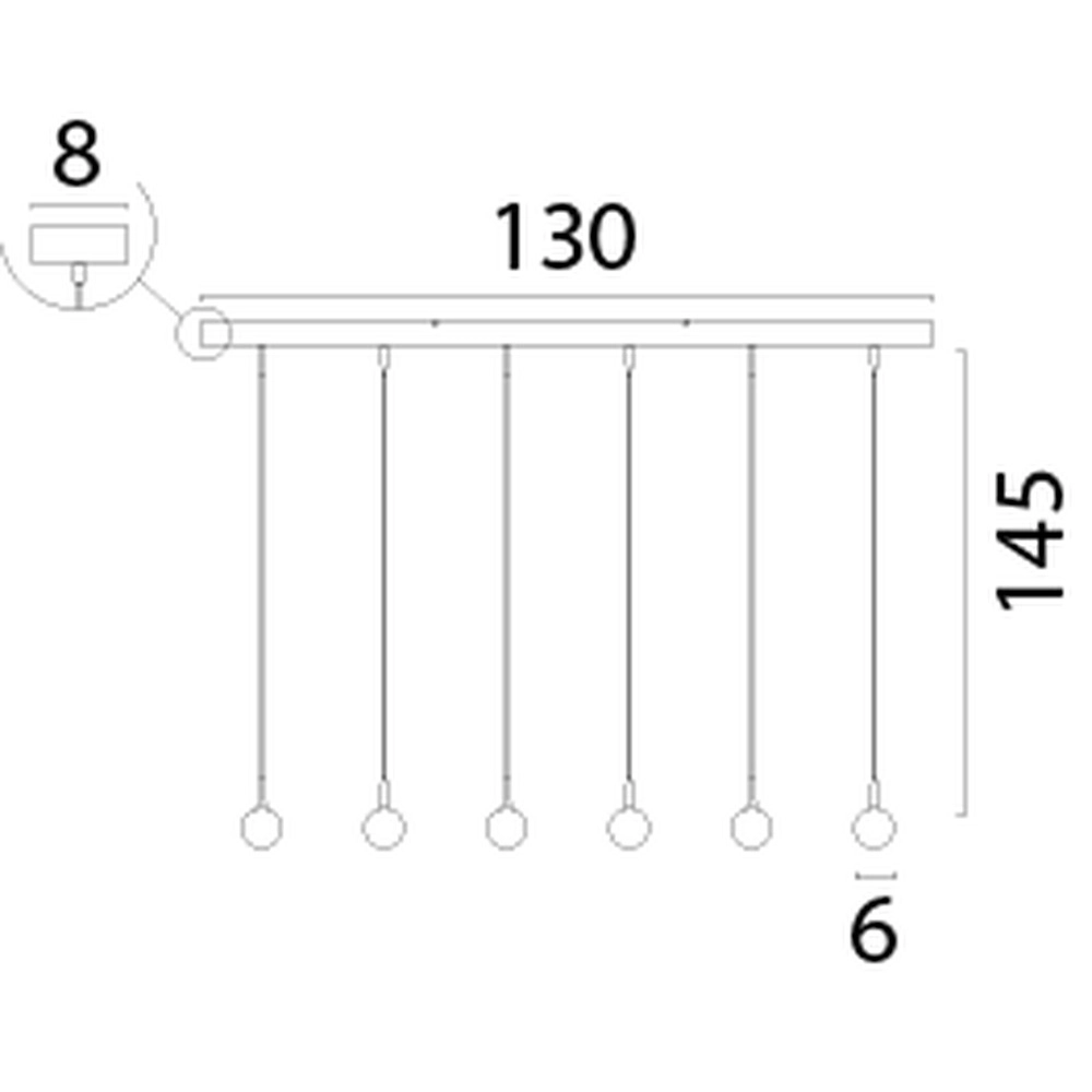 6-light pendant lamp Talana black with gold Ø 6cm DTW Masterlight 8718121347394