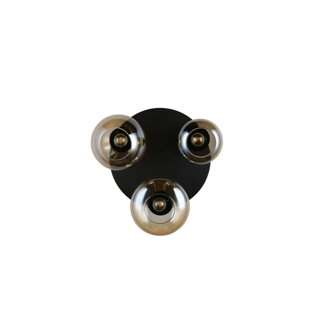 3-light ceiling lamp Lumina black with amber glass Trio 4017807663150