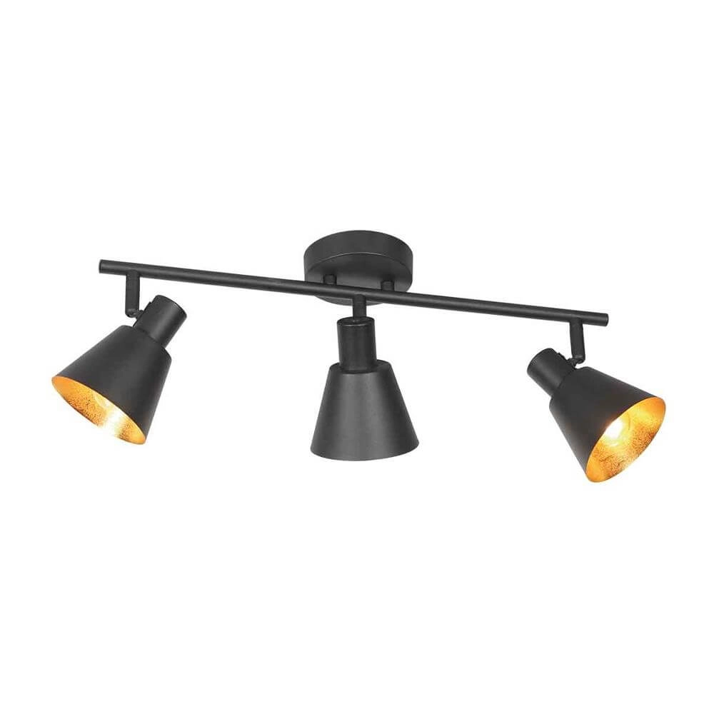 Ceiling lamp Oeroe black with gold 3-lights