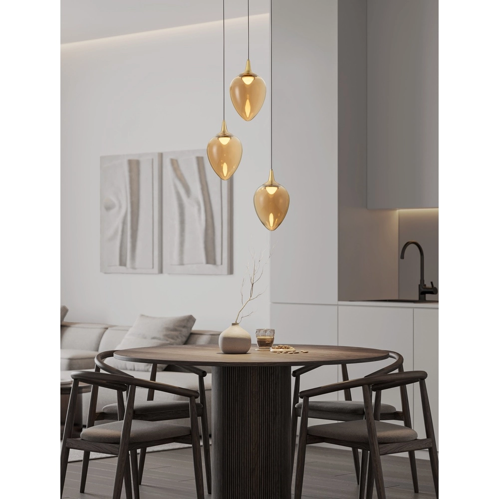 Pendant lamp Nali 3-light amber glass Lyora 5212017477774