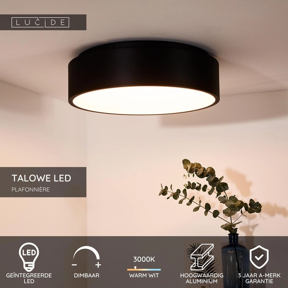 Ceiling light Talowe Led Ø 45.5cm black Lucide 5411212460639