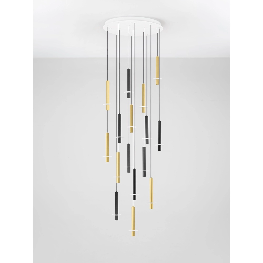 Design pendant lamp Noemi black with white and gold Ø 72cm Lyora 5212063503335