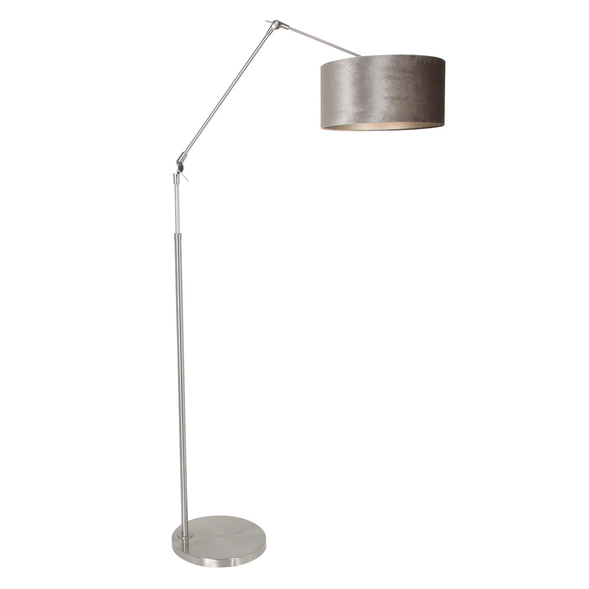 Floor Reading Lamp Prestige Chic Stainless steel with 40cm taupe velvet shade
