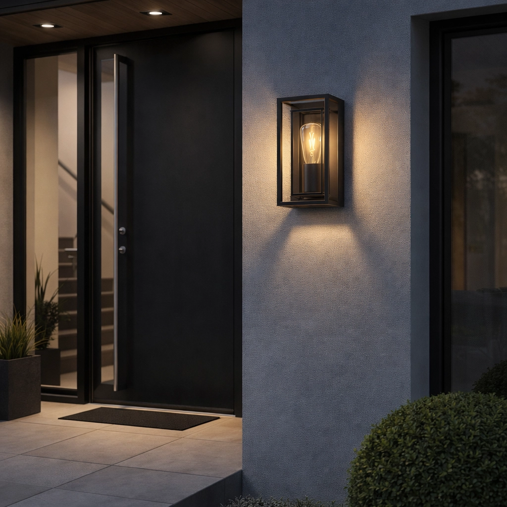 Sleek outdoor lamp Leeds black - E27 - glass Artdelight 8720701104198