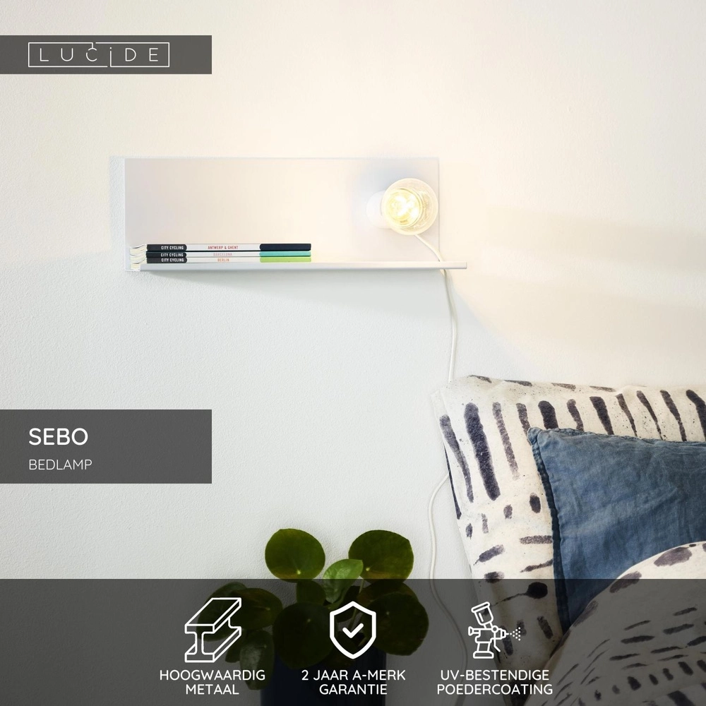 Bedside lamp Sebo white Lucide 5411212061294