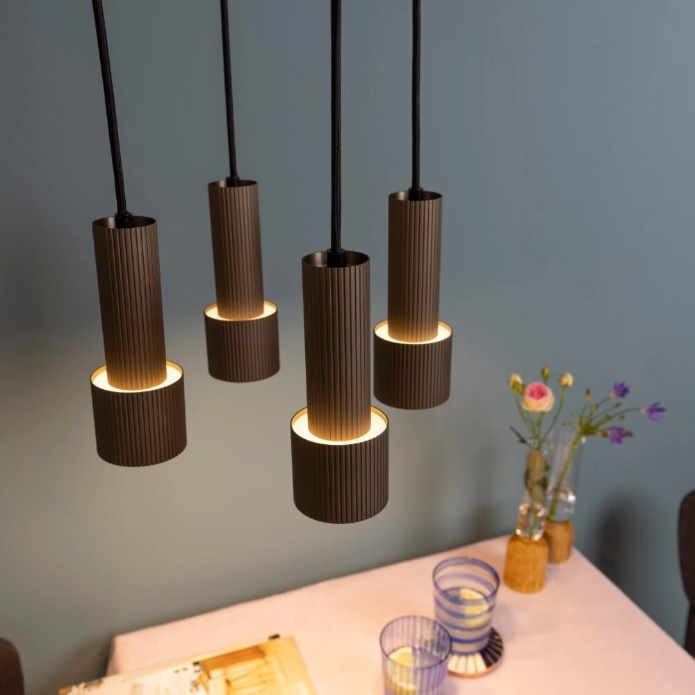 Round pendant lamp Cadiz 4-light black with bronze Brilliant 4004353446955