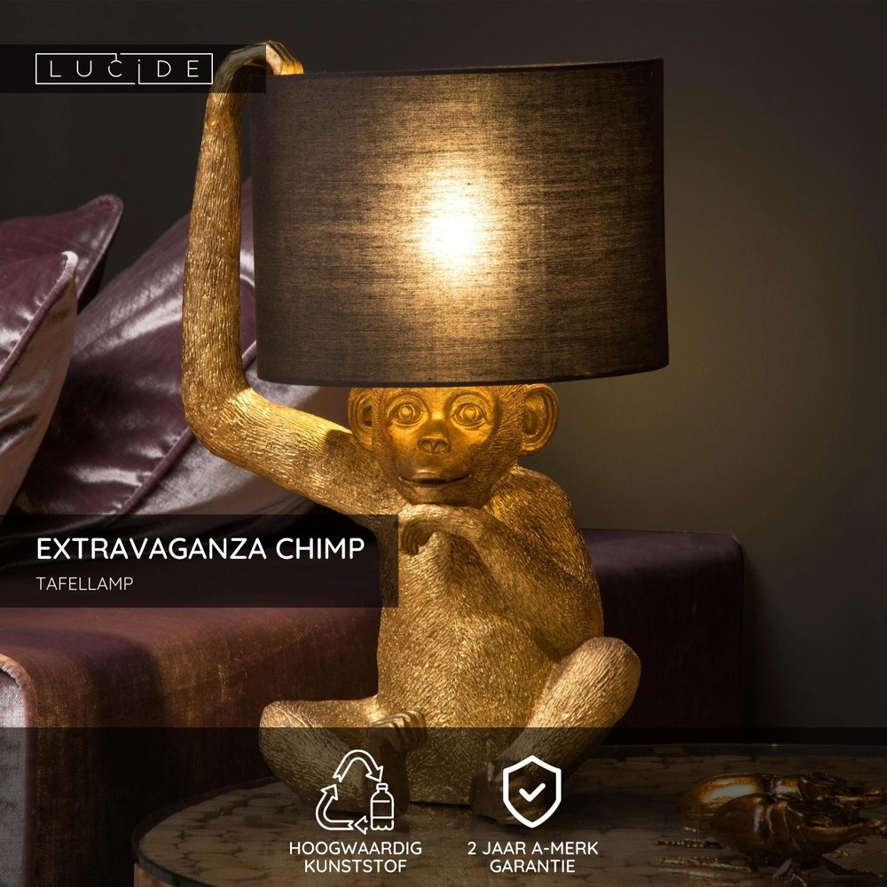 Table lamp Extravaganza Chimp monkey black with gold Lucide 5411212105325